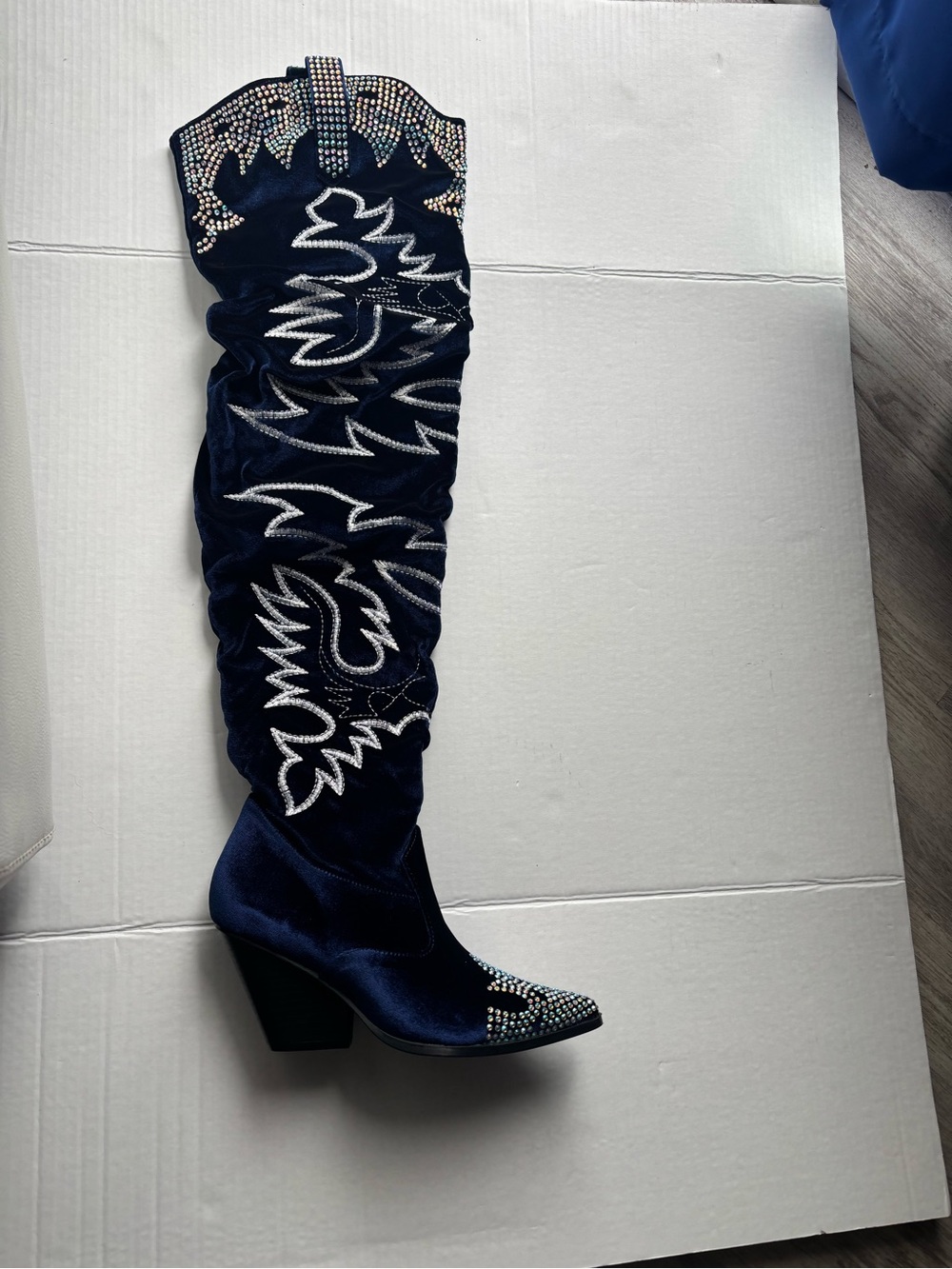 Cape Robbin Navy Over-The-Knee Embellished Western Boot